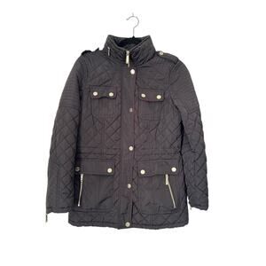 Michael Michael Kors Jacket Size S Black Full Hidden Zipper Button Quilted Coat